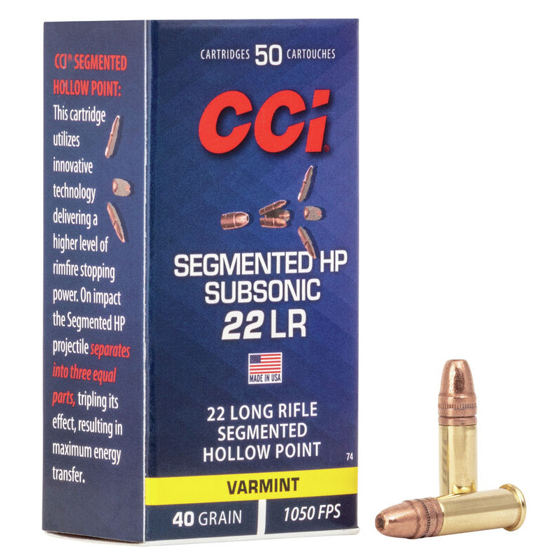Патрон нарізний CCI 22LR Subsonic Segmented, пуля CPSHP 40GR (2,59 г)